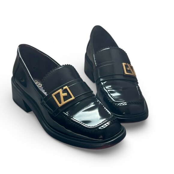 Franco Sarto Shoes - Franco Sarto Gloria Black Loafers with Gold Accent Size 7.5